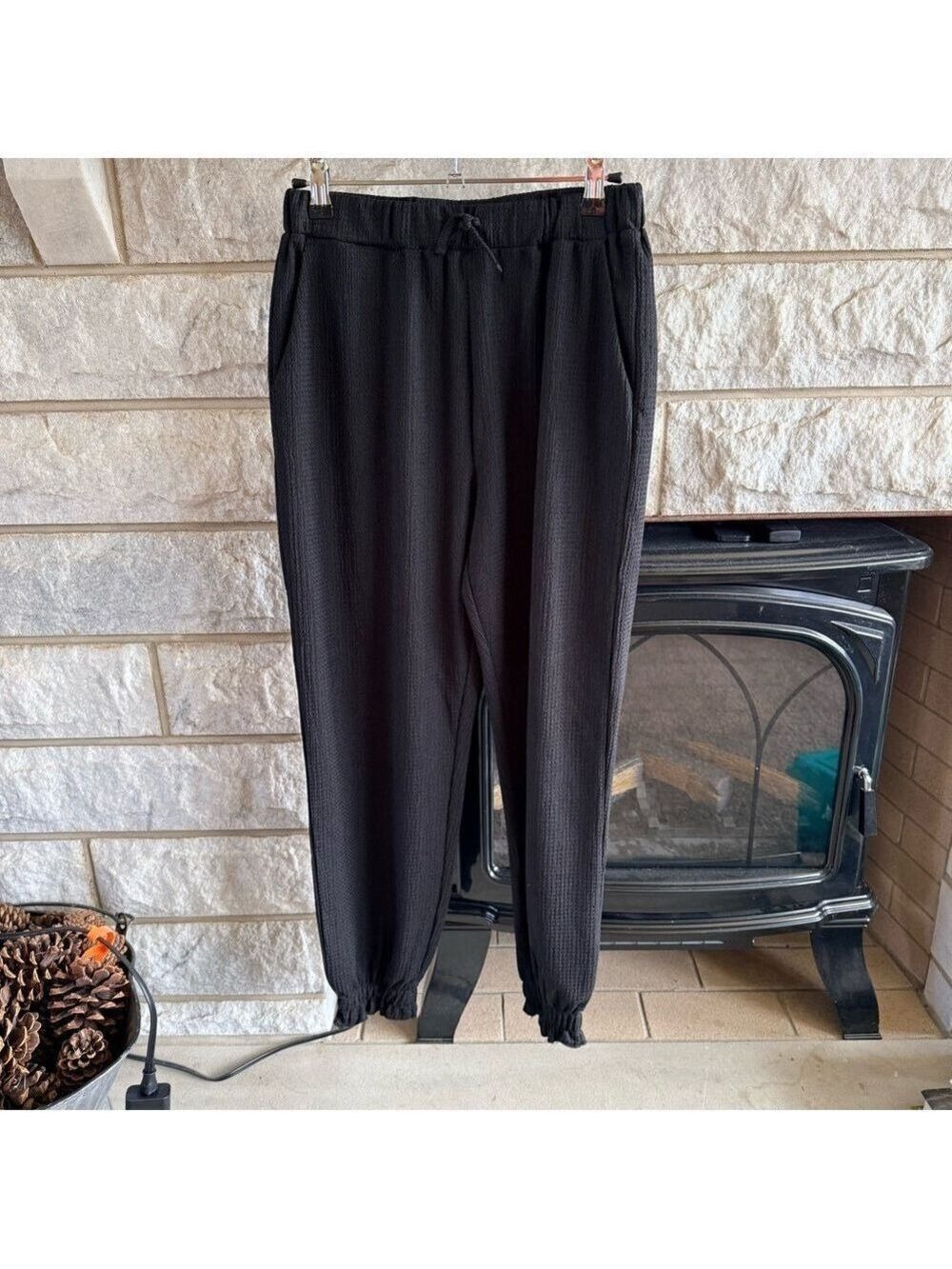 Falls Creek Black Textured Casual Pants Girls 14/16